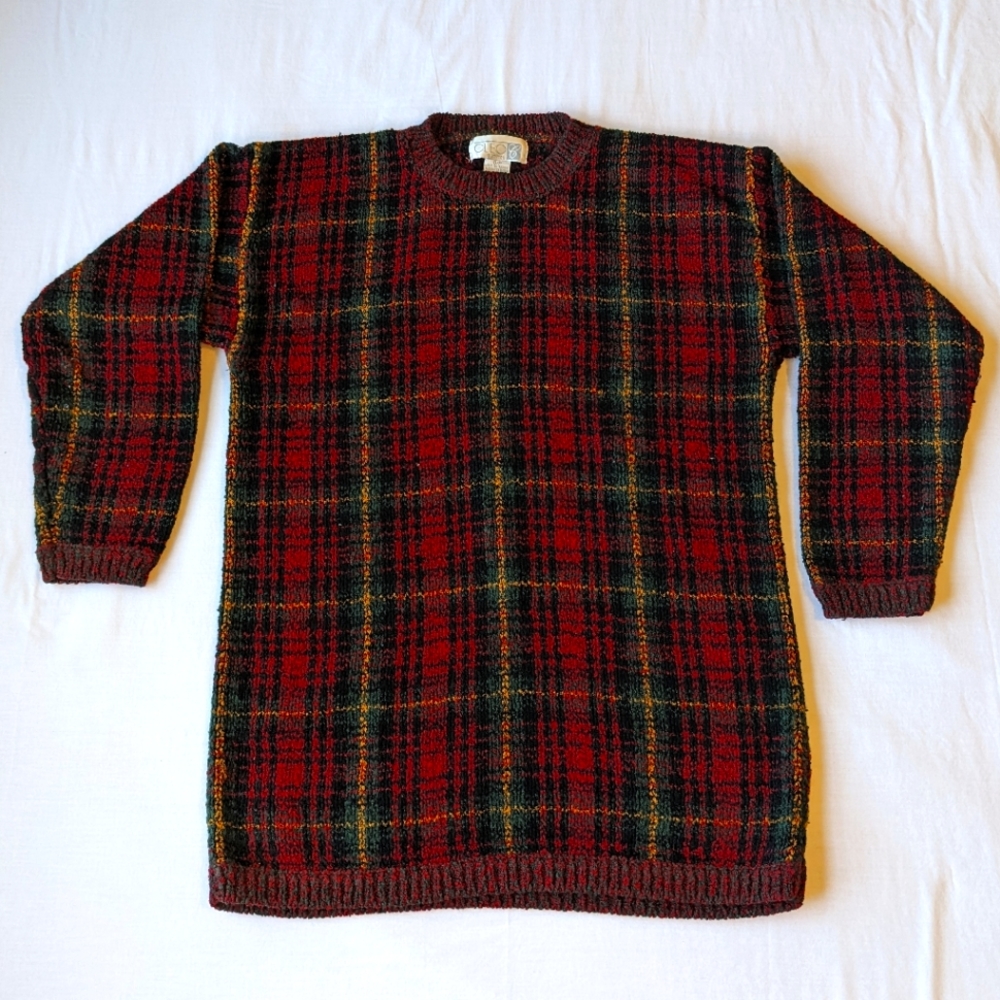 'Cleo' Red/Green Plaid Sweater